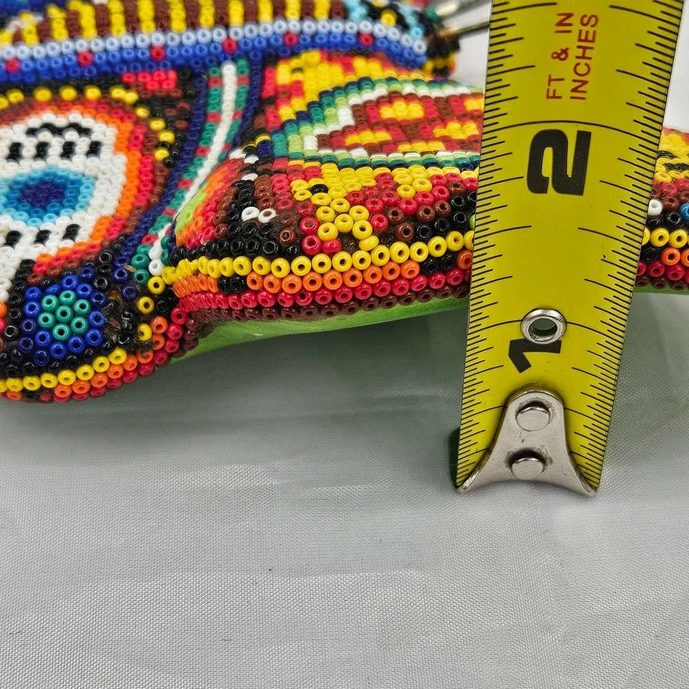 Huichol Beaded Butterfly Mexican Folk Art Multicolor Wall Decor Sculpture 6.5in
